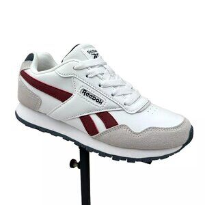 Reebok Youth Boys/Girls Sneaker Size‎ 1 White/Wine/Beige Cushioned Lace up Shoes